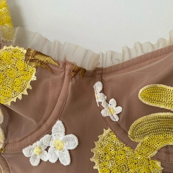 For love & lemons pineapple fruit punch sequin mini dress size xs - Picture 1 of 6